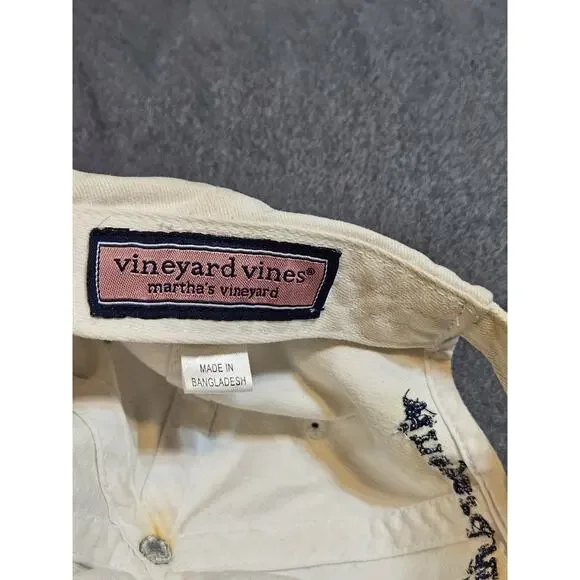 Vineyard Vines Hat Whale Vineyard White Hat Adjustable Adult Size Hat Cap - Picture 8 of 8